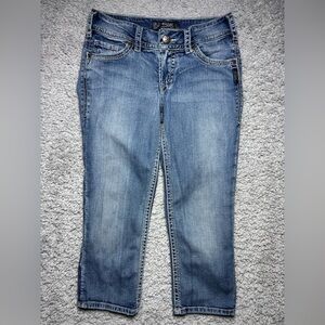 Silver Jeans Womens 27 Suki Surplus Capri Big Stitch Flap Pockets Low Rise Fest